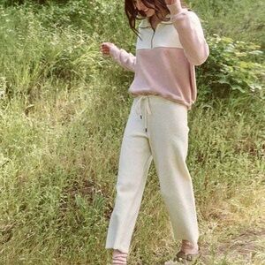 THE GREAT. Fleece color block 1/4 zip pullover sweater. Size 2 equivalent